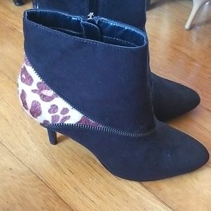 Suede faux fur booties